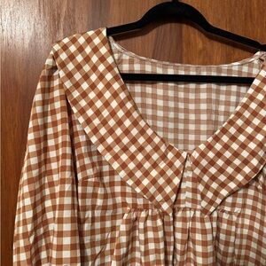 Burnt Orange and White Checkered Women's Dress